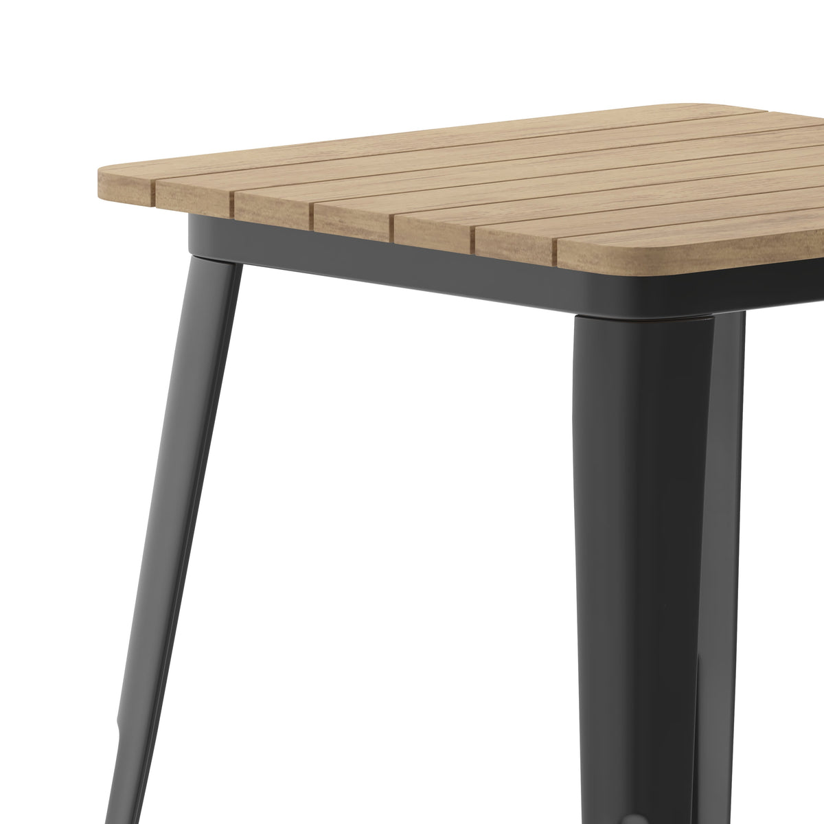 Brown/Black |#| 23.75inch SQ Commercial Poly Resin Restaurant Table with Steel Frame-Brown/Black
