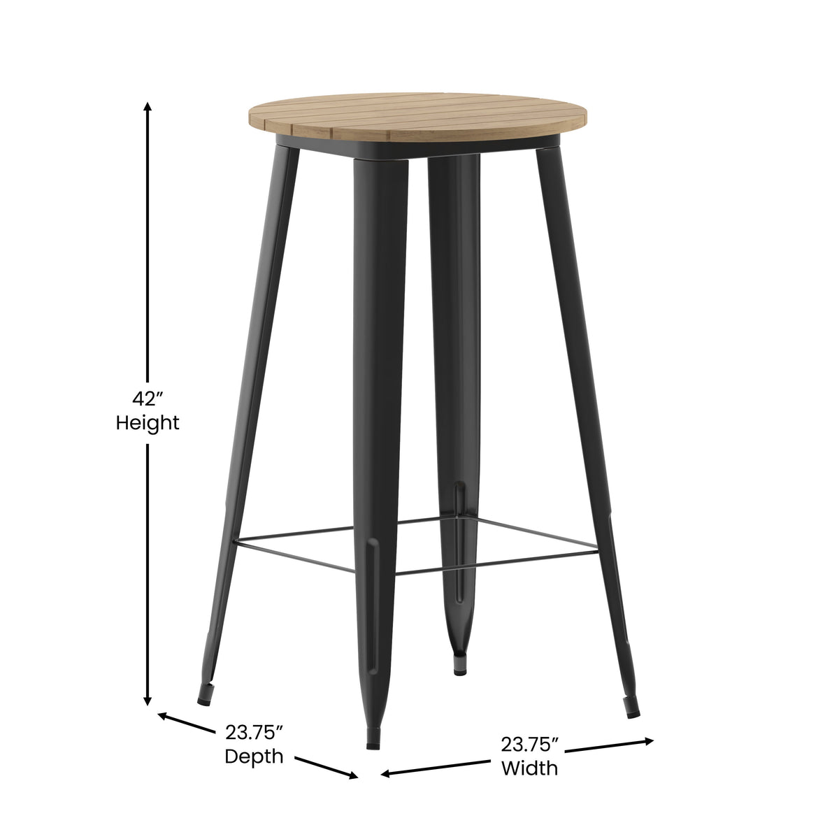 Brown/Black |#| 23.75inch RD Commercial Poly Bar Top Restaurant Table with Steel Frame-Brown/Black