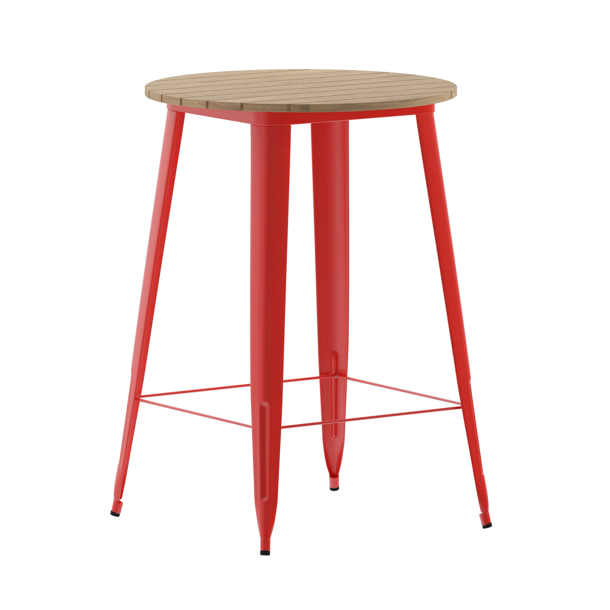 Brown/Red |#| 30inch RD Commercial Poly Bar Top Restaurant Table with Steel Frame-Brown/Red