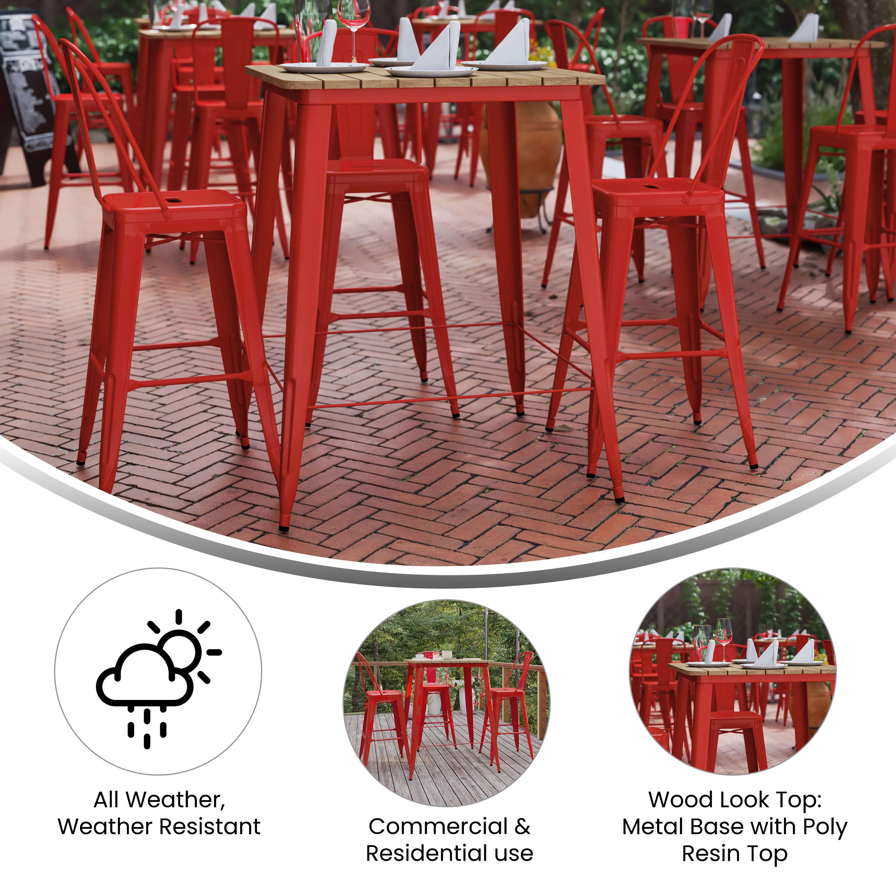 Resin bar height store table and chairs