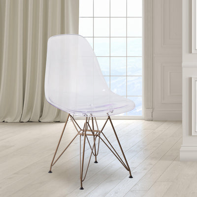 Elon Series Ghost Chair with Gold Metal Base