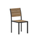 Natural |#| Commercial Grade Outdoor Faux Teak Armless Patio Dining Chair - Natural/Gray