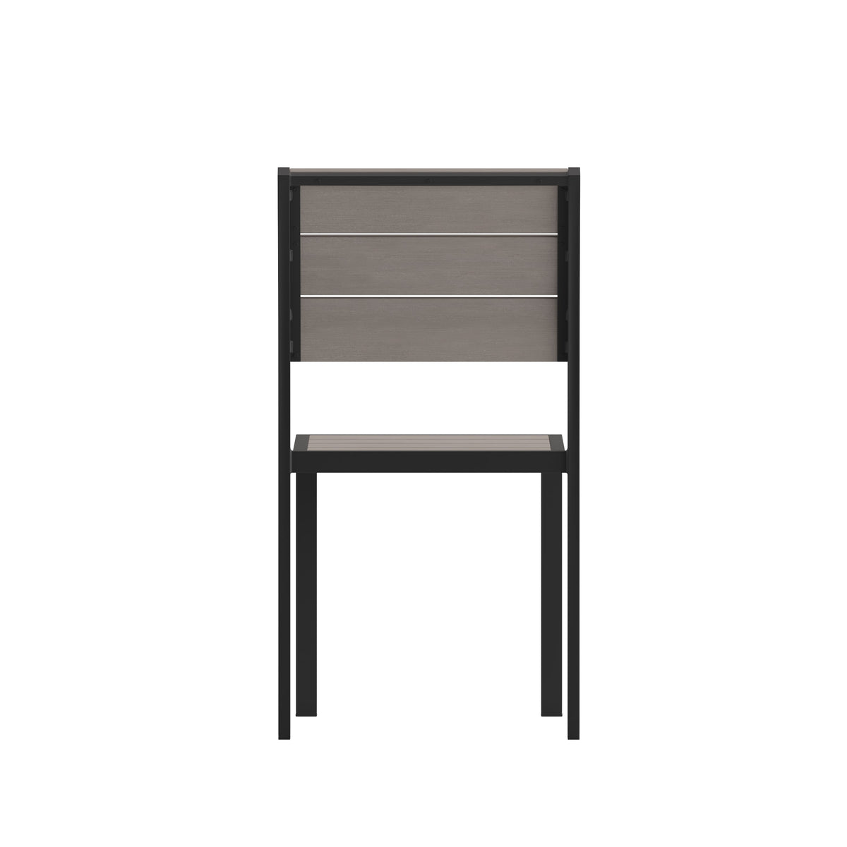 Gray |#| Commercial Grade Outdoor Faux Teak Armless Patio Dining Chair - Gray/Gray