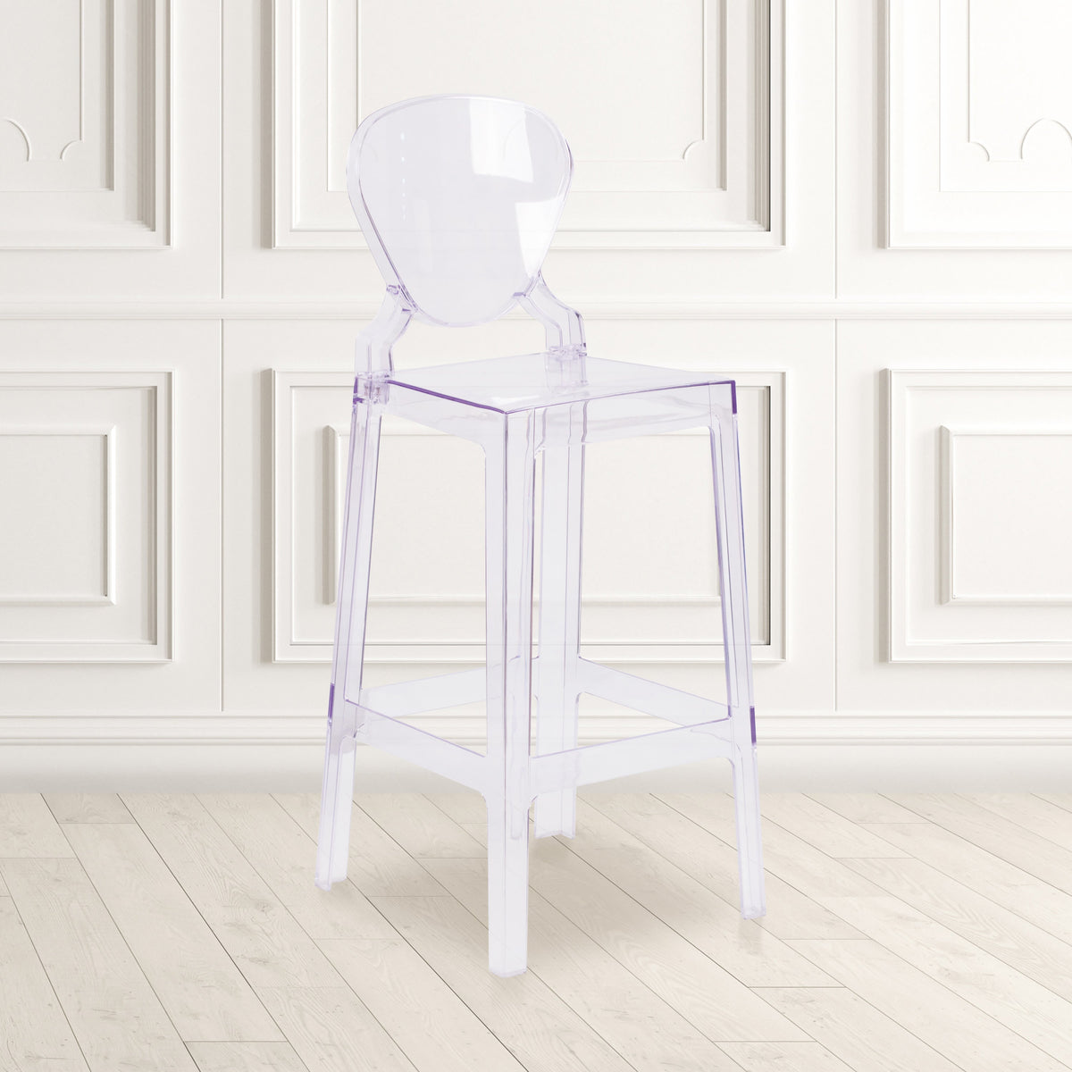 Ghost Barstool with Tear Back in Transparent Crystal - Wedding Chairs