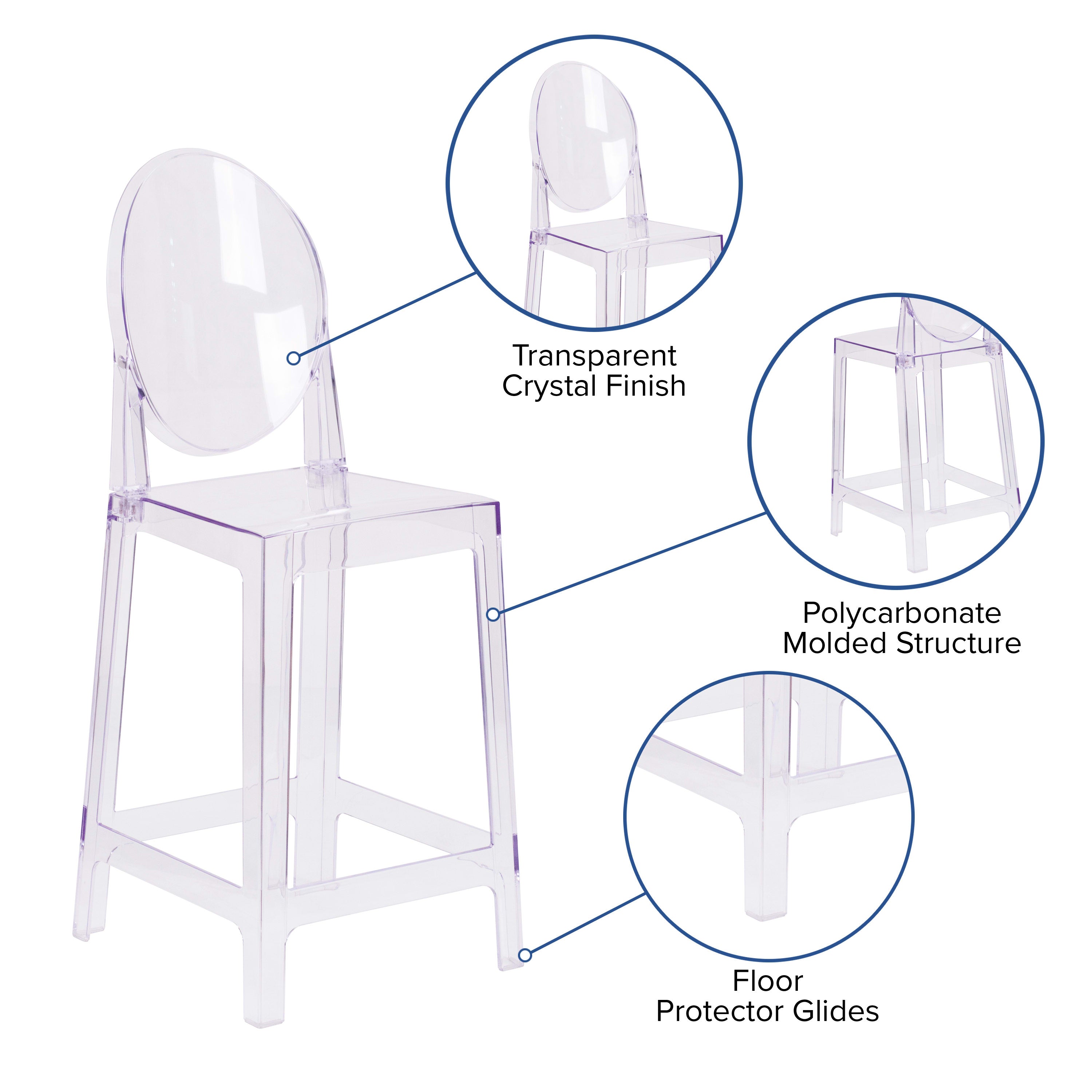 Oval back sales counter stool