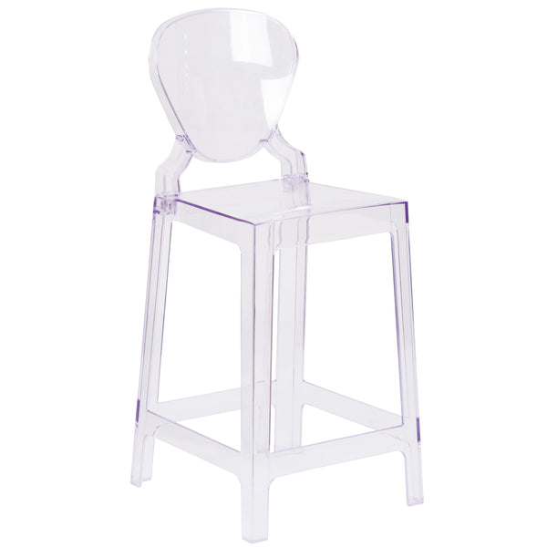 Ghost Counter Stool with Tear Back in Transparent Crystal - Wedding Chairs