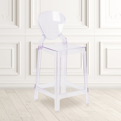 Ghost Counter Stool in Transparent Crystal with Tear Back