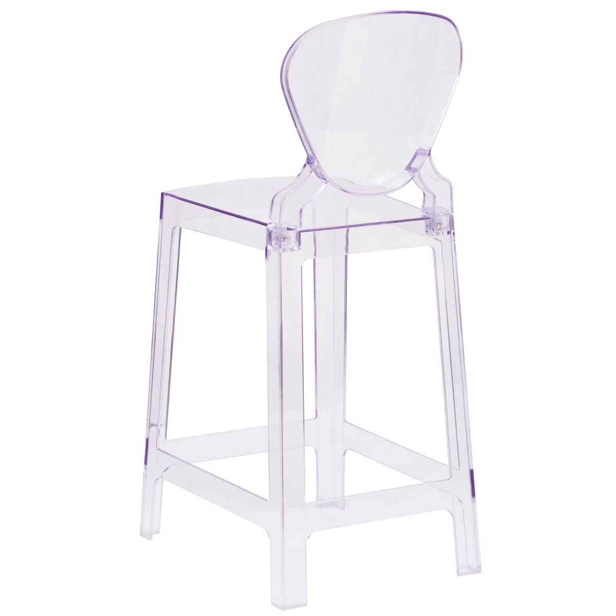 Ghost Counter Stool with Tear Back in Transparent Crystal - Wedding Chairs