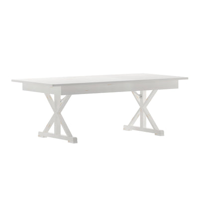 HERCULES 7' x 40" Rectangular Solid Pine Folding Farm Table with X Legs - View 1