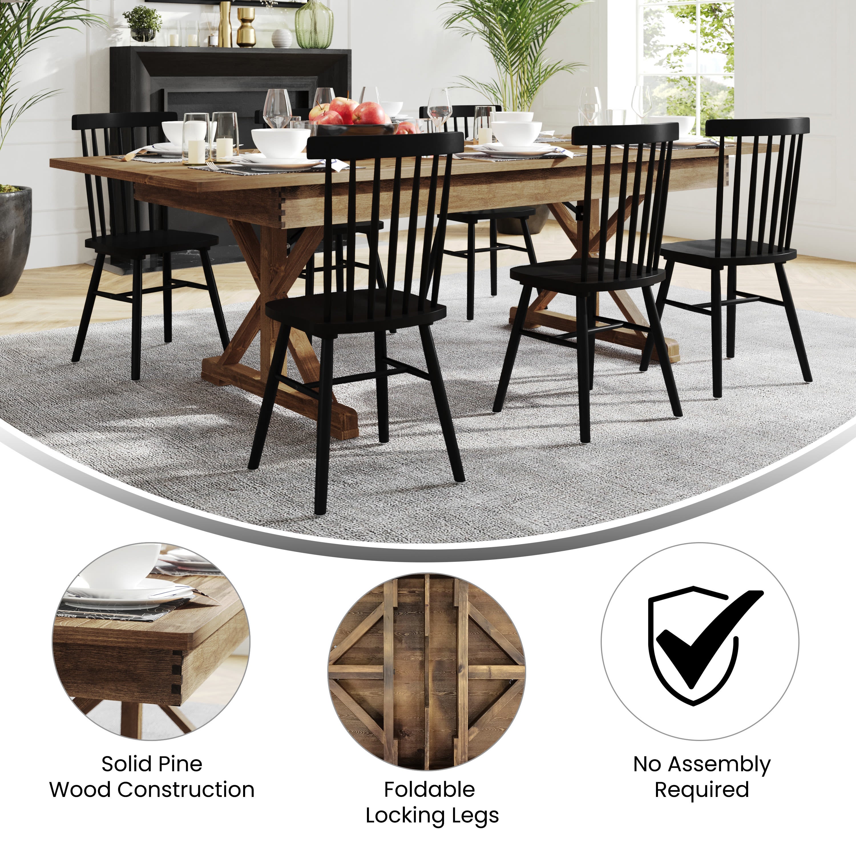 Pine folding top dining table