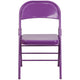Impulsive Purple |#| Impulsive Purple Triple Braced & Double Hinged Metal Folding Chair - Vivid Color