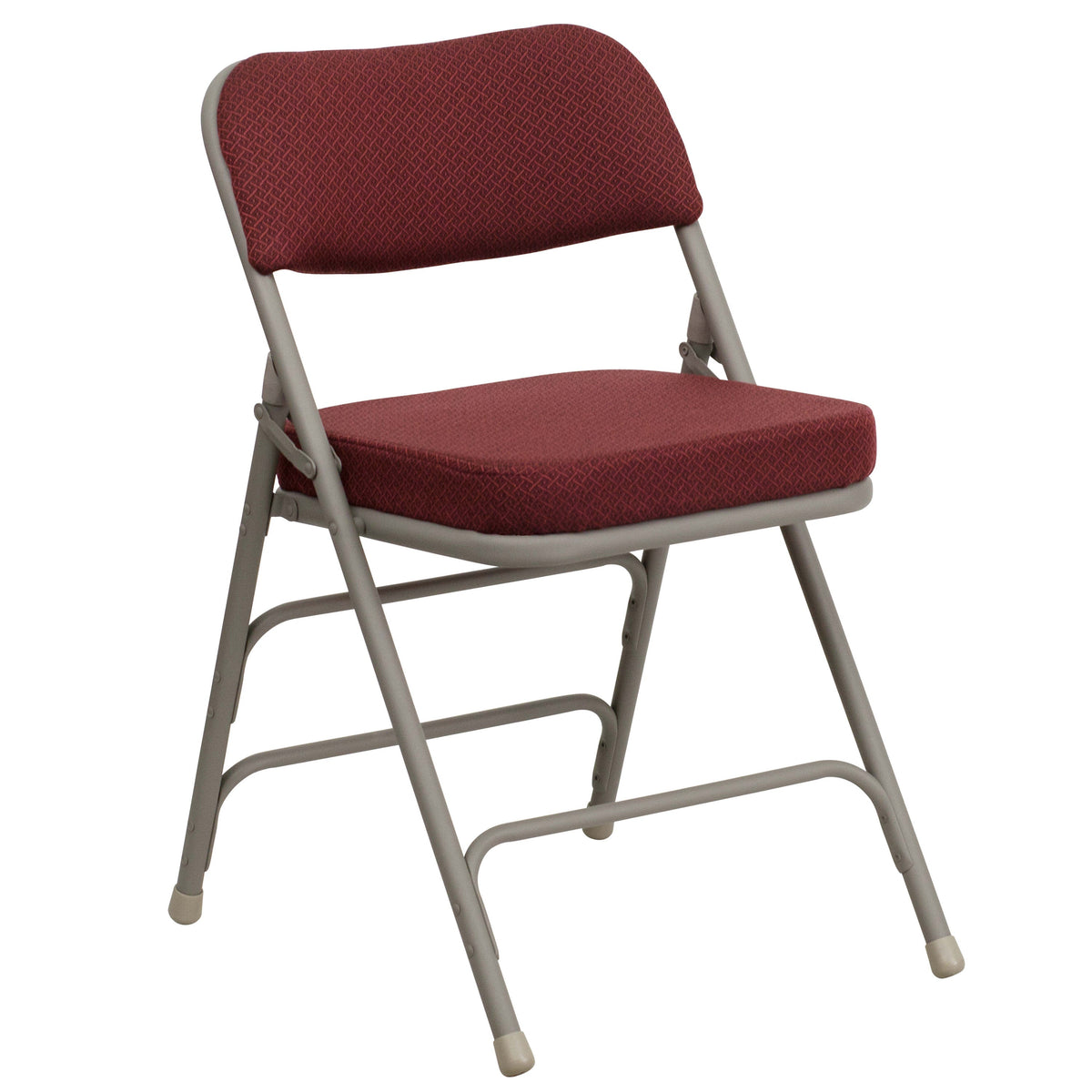 Burgundy Fabric/Gray Frame |#| 18.5inchW Premium Curved Triple Braced Burgundy Fabric Metal Folding Chair