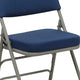 Navy Fabric/Gray Frame |#| 18.5inchW Premium Curved Triple Braced Navy Blue Fabric Metal Folding Chair