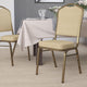 Beige Patterned Fabric/Gold Frame |#| Crown Back Stacking Banquet Chair in Beige Patterned Fabric - Gold Frame