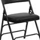 Black Vinyl/Black Frame |#| Curved Triple Braced & Double Hinged Black Vinyl Metal Folding Chair