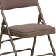 Beige Fabric/Beige Frame |#| Curved Triple Braced & Double Hinged Beige Fabric Metal Folding Chair