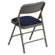 Navy Fabric/Gray Frame |#| Curved Triple Braced & Double Hinged Navy Fabric Metal Folding Chair