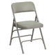 Gray Vinyl/Gray Frame |#| Curved Triple Braced & Double Hinged Gray Vinyl Metal Folding Chair