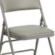 Gray Vinyl/Gray Frame |#| Curved Triple Braced & Double Hinged Gray Vinyl Metal Folding Chair