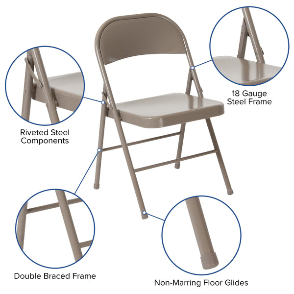 Gray |#| Double Braced Gray Metal Folding Chair - Event Chair - Portable Chair