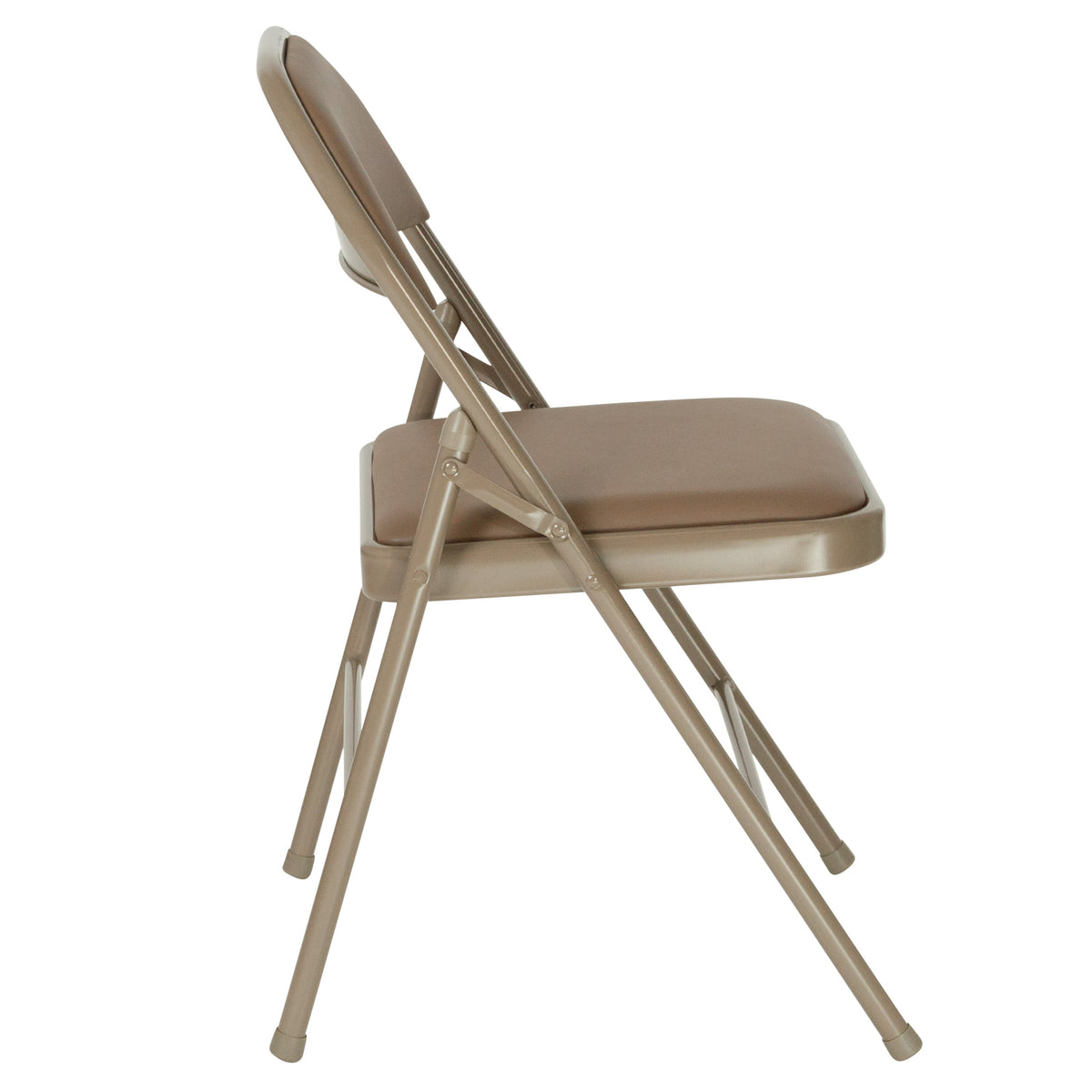 Beige |#| Double Braced Beige Vinyl Folding Chair - Commercial and Event Folding Chairs