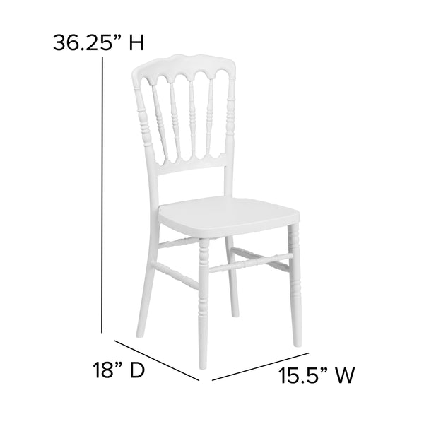 White |#| White Resin Stacking Napoleon Chair - Banquet and Event Furniture