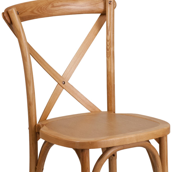 Oak |#| Stackable Oak Wood Cross Back Chair - Dining Room Seating