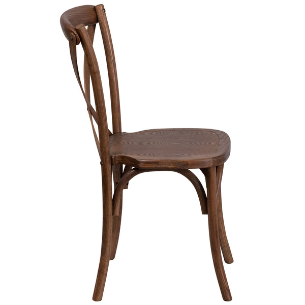 Pecan |#| Stackable Pecan Wood Cross Back Chair - Dining Room Seating