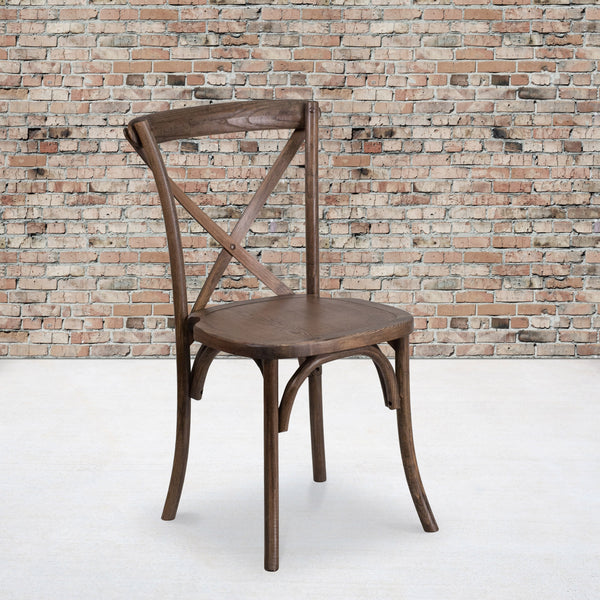 Early American |#| Stackable Early American Wood Cross Back Chair - Dining Room Seating