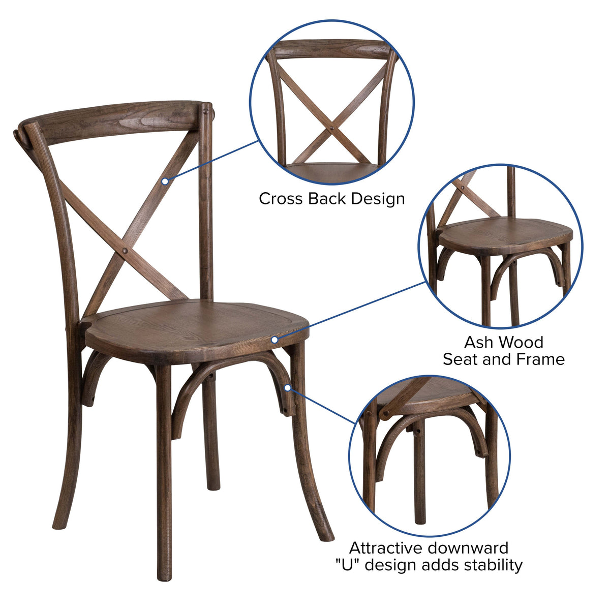 Early American |#| Stackable Early American Wood Cross Back Chair - Dining Room Seating