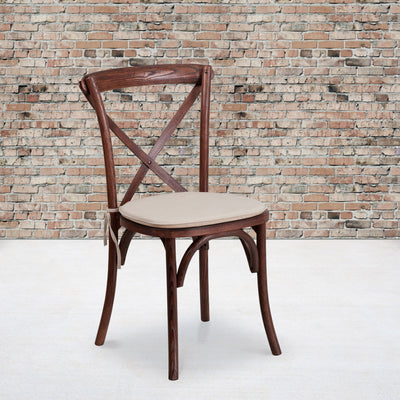 HERCULES Series Stackable Wood Cross Back Chair with Cushion - View 2