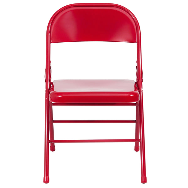 Red |#| Triple Braced & Double Hinged Red Metal Folding Chair - Commercial Chair