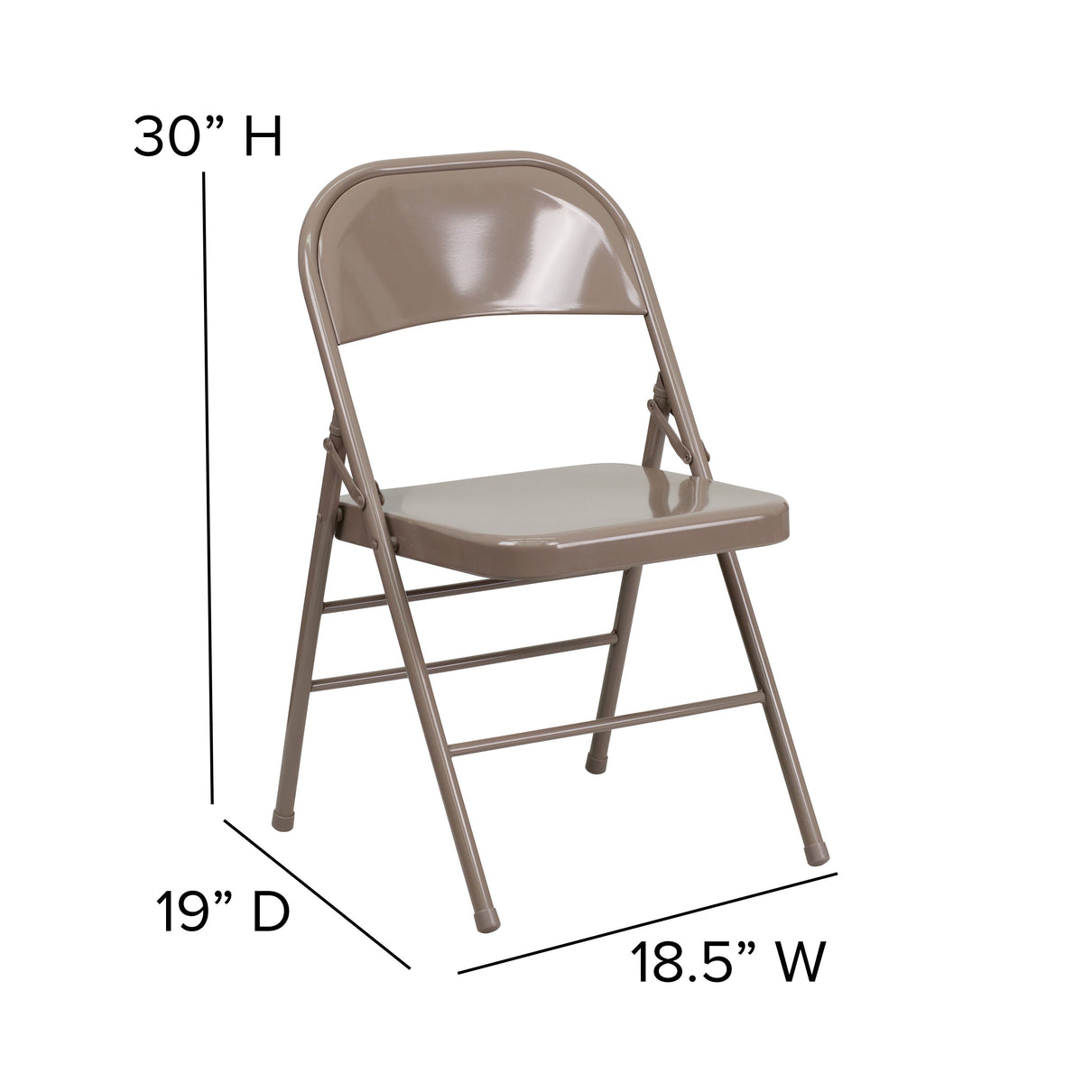 Beige |#| Triple Braced & Double Hinged Beige Metal Folding Chair - Commercial Chair