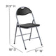 300 lb. Capacity Black Vinyl Metal Folding Chair with Carrying Handle