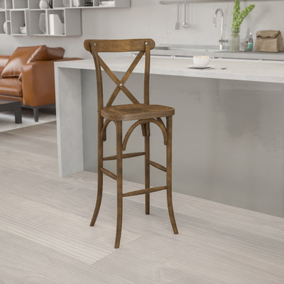 HERCULES Series Wood Cross Back Barstool - View 2