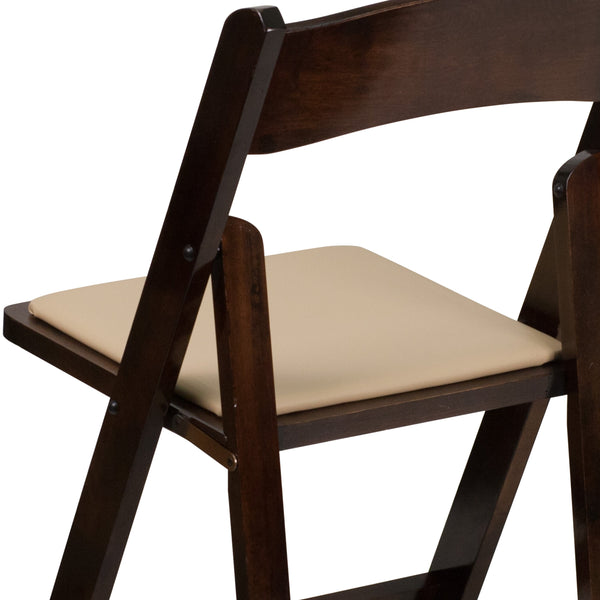 Fruitwood |#| Fruitwood Wood Folding Chair with Detachable Vinyl Padded Seat