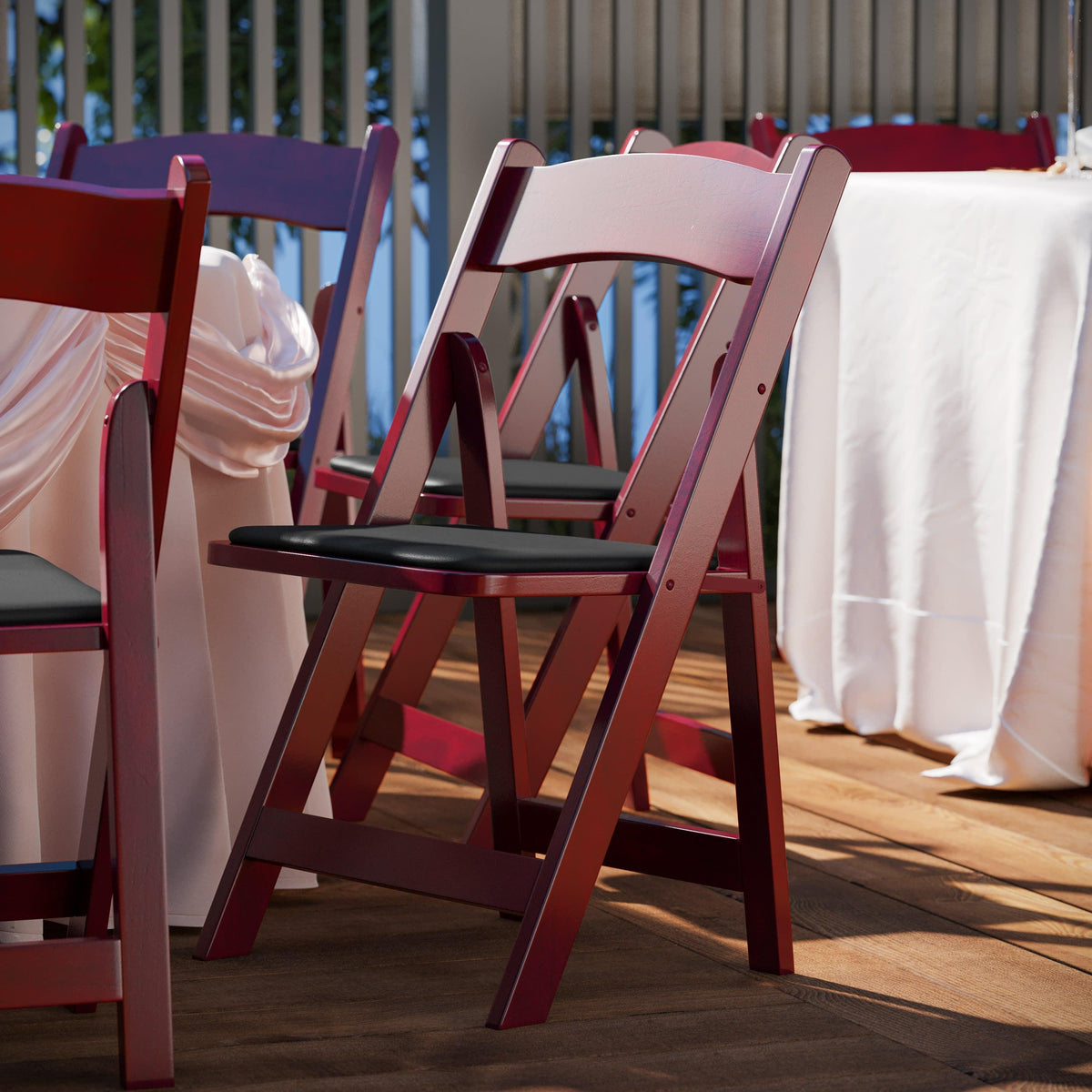 Mahogany |#| Mahogany Wood Folding Chair with Detachable Vinyl Padded Seat