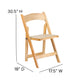 Natural |#| Natural Wood Folding Chair with Vinyl Padded Seat