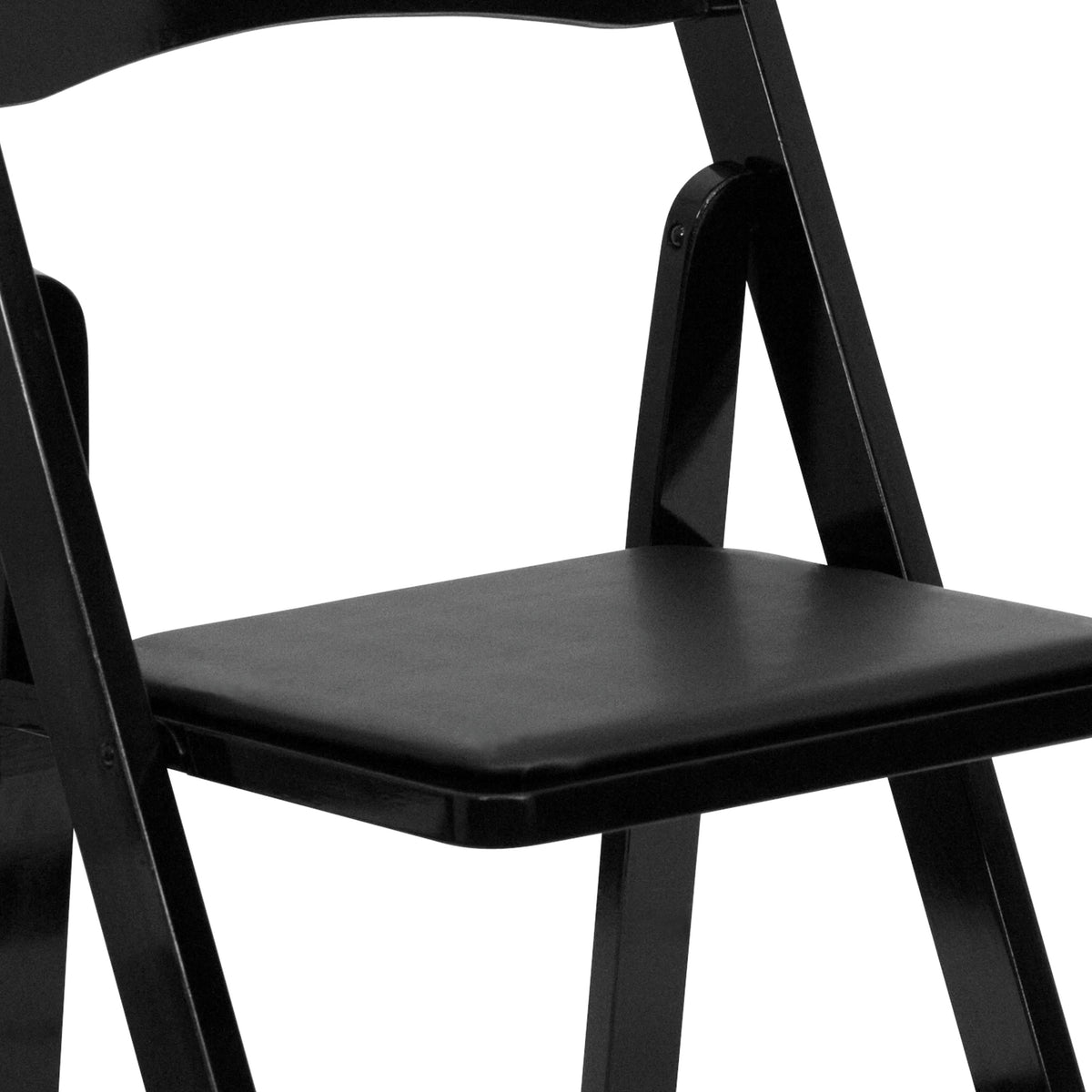 Black |#| Black Wood Folding Chair with Vinyl Padded Seat