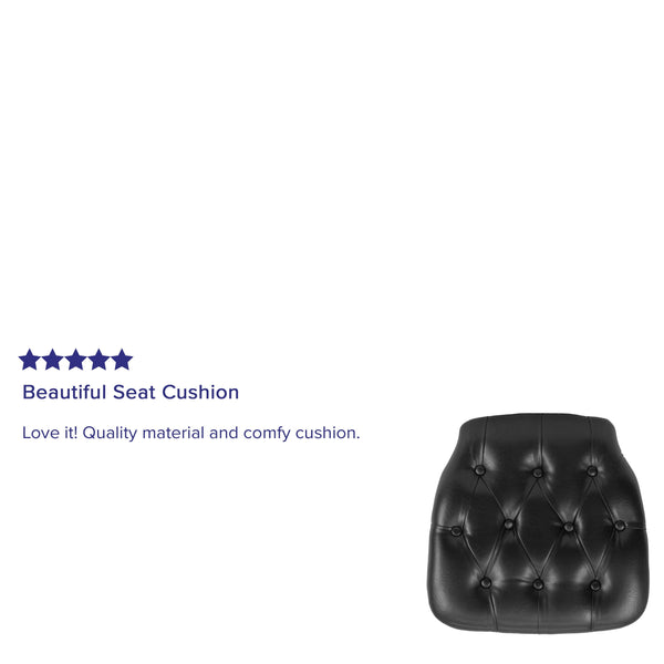 Black |#| Hard Black Tufted Vinyl Chiavari Chair Cushion - Event Accessories