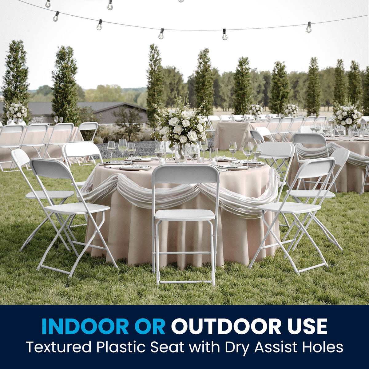White |#| Folding Chair - White Plastic – 650LB Weight Capacity - Event Chair