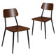 2 Pack Industrial Wood Dining Chair with Gunmetal Steel Frame