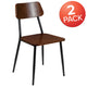 2 Pack Industrial Wood Dining Chair with Gunmetal Steel Frame