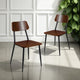 2 Pack Industrial Wood Dining Chair with Gunmetal Steel Frame
