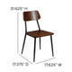 2 Pack Industrial Wood Dining Chair with Gunmetal Steel Frame