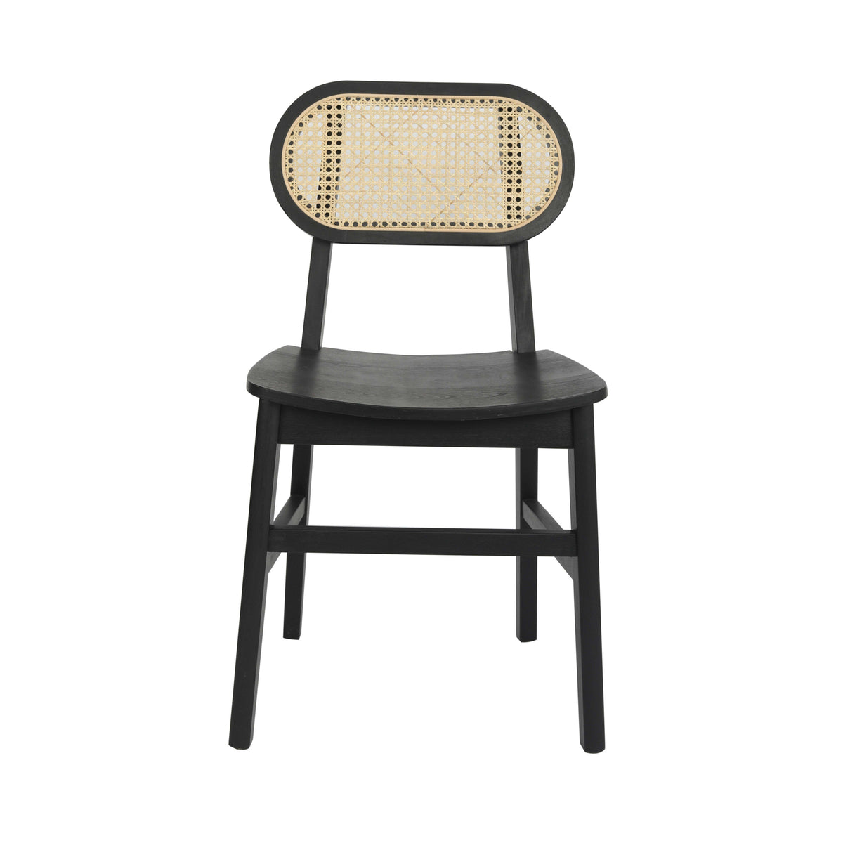 Black |#| 2 Pack Commercial Cane Rattan Event Chairs - Wood Backs and Seats-Natural/Black