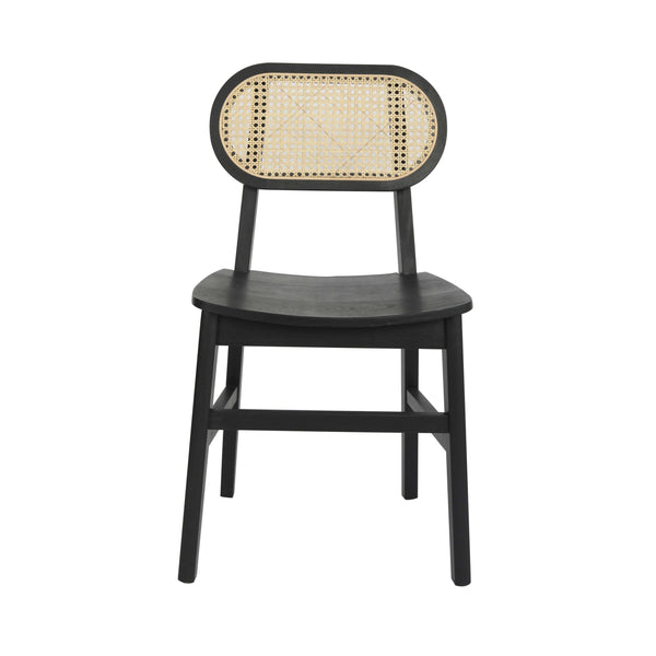 Black |#| 2 Pack Commercial Cane Rattan Event Chairs - Wood Backs and Seats-Natural/Black