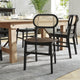 Black |#| 2 Pack Commercial Cane Rattan Event Chairs - Wood Backs and Seats-Natural/Black