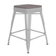 White/Gray |#| Indoor/Outdoor Backless Counter Stool with Poly Seat - White/Gray