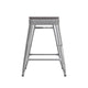 Silver/Gray |#| Indoor/Outdoor Backless Counter Stool with Poly Seat - Silver/Gray